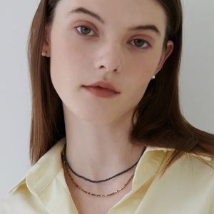 Tiny dainty black pearl necklace